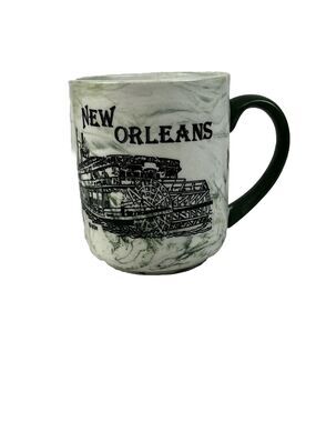 New Orleans Louisiana Textured Souvenir Ceramic Coffee Mug Green French Quarter